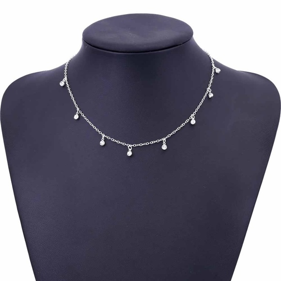 4/$30 Dainty Crystal Drops Necklace - Picture 4 of 7